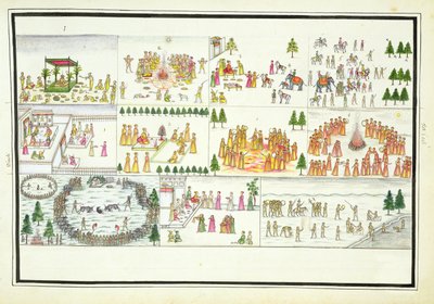 Festiwale hinduskie, w tym Dasehra, Diwali i Holi z albumu The Gentil, opublikowanego w 1774 r. autorstwa French School