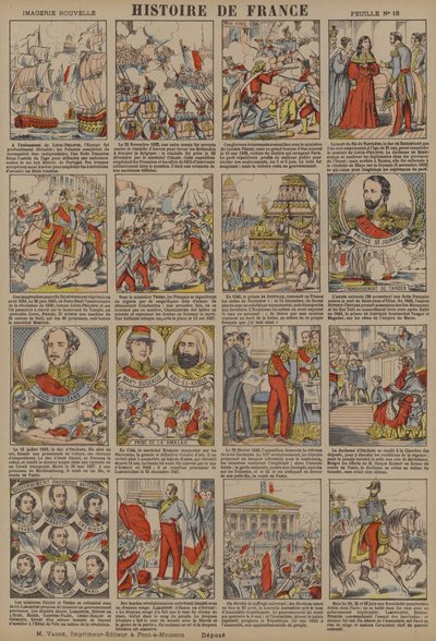 Historia Francji od wstąpienia Ludwika Filipa do rewolucji 1848 r. (kolorowa litografia) autorstwa French School