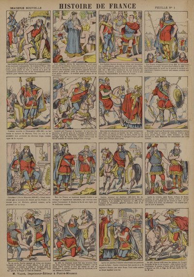 Historia Francji od czasów Galów do panowania Clovisa (kolorowa litografia) autorstwa French School