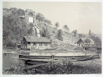 Historia kolonii francuskich: widok na zamek wodny lub kanał Gueydon w Fort de France na Martynice (Antyle), Chartres musee des Beaux Arts z końca XIX wieku autorstwa French School