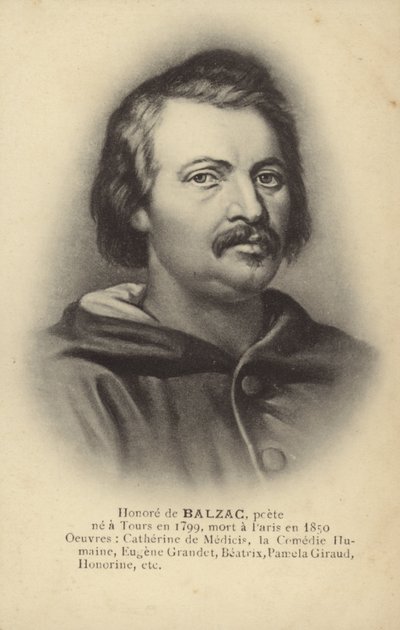 Honore de Balzac (1799-1850), francuski powieściopisarz i dramaturg (litografia) autorstwa French School
