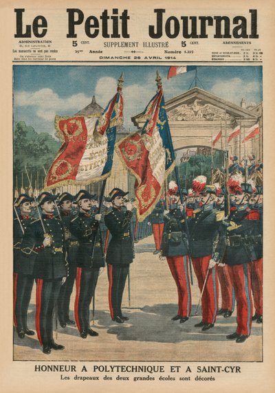 Honor to Polytechnique and Saint-Cyr, ilustracja na okładce z Le Petit Journal, dodatek ilustracyjny, 26 kwietnia 1914 autorstwa French School