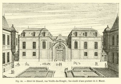 Hotel de Bizeul, rue Vieille-du-Temple; faksymile ryciny J Marot autorstwa French School
