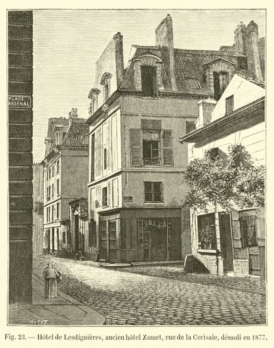 Hotel de Lesdiguieres, dawny hotel Zamet, rue de la Cerisaie, zburzony w 1877 r. autorstwa French School