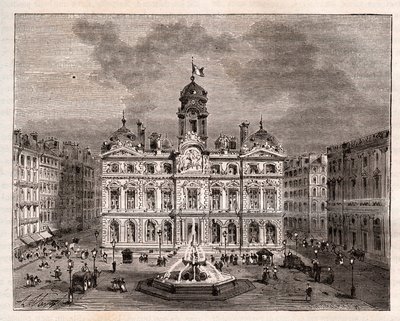 Hotel de Ville de Lyon - - grawerowanie w „” La France illustree: geografia, historia, administracja statystyczna”” autorstwa V.A. Słodowo-Brązowy. 1884 autorstwa French School