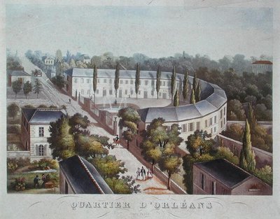 Projekt mieszkaniowy (ukończony) w dzielnicy Orleanu, rue Halle, ok. 1840-50 (litografia barwna) autorstwa French School