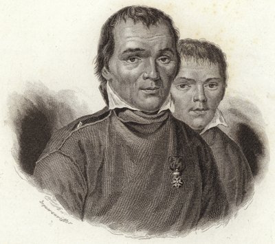 Hubert Goffin i jego syn Mathieu autorstwa French School