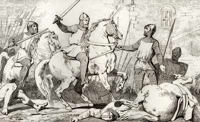 Hugh Capet (941-96) pojmuje Karola Lotaryńskiego, z "Histoire de France" Colarta, opublikowanej ok. 1840 r. autorstwa French School