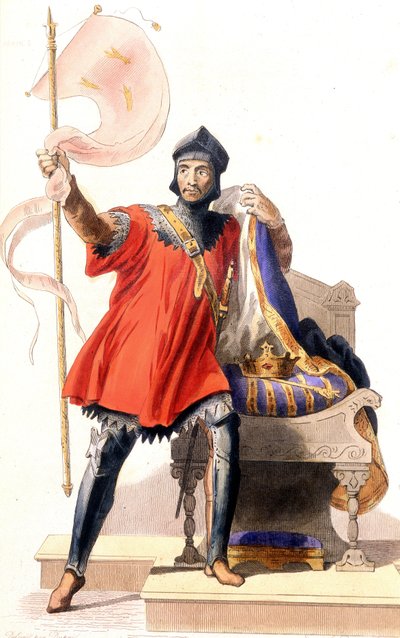 Hugues Capet i jego sztandar - w „”Le Plutarque francais””, wyd. Mennechet autorstwa French School