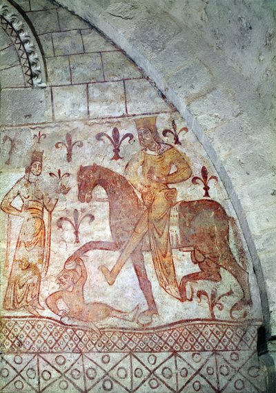 Hugues IX (c.1163-1219) لوزینان په سوریه کې نورالدین (1116-74) ته ماتې ورکړه (دیوال نقاشي) پولي autorstwa French School