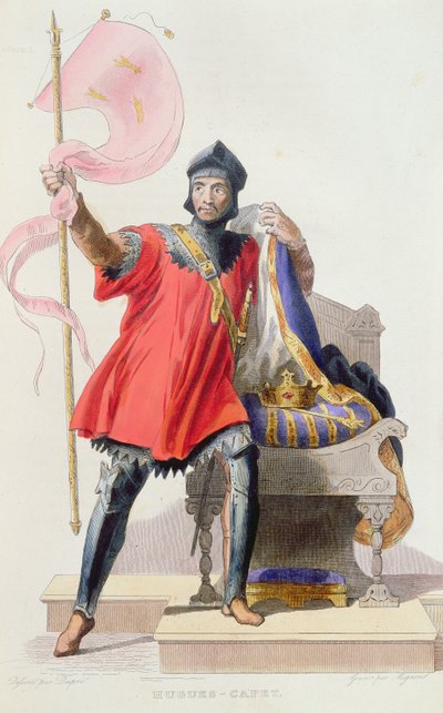Hugues I Capet (941-996), król Francji, z Le Plutarque Francais E. Mennecheta, 1835 (kolorowe grawerowanie) autorstwa French School