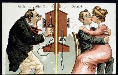 Humorystyczna pocztówka w telefonie, deb. XX wiek. autorstwa French School