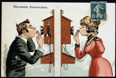Humorystyczna pocztówka w telefonie, deb. XX wiek @Selva/Leemage autorstwa French School