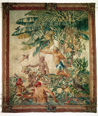 Polowanie, z New India Tapestry, warsztat gobelinowy autorstwa French School