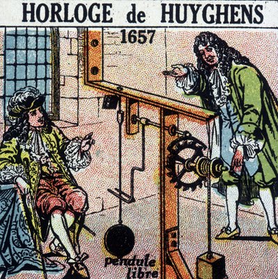 Zegar Huyghens 1657 (wolne wahadło) - grawerowanie, deb. XX wiek autorstwa French School
