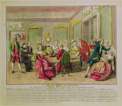 Sesja hipnozy z Franzem Antonem Mesmerem (1734-1815) 1784 autorstwa French School