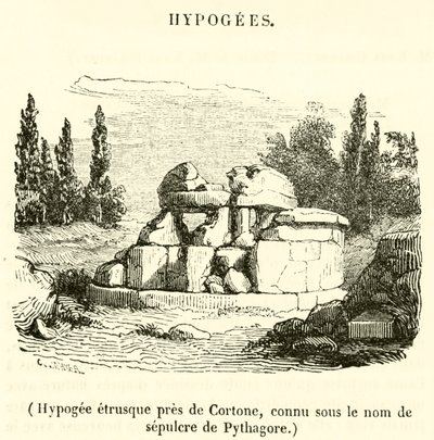 Hypogee etrusque pres de Cortone, connu sous le nom de sepulcre de Pythagore (rycina) autorstwa French School