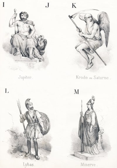 ; IJ K L M: Jowisz, Krodo, Lybas, Minerwa autorstwa French School