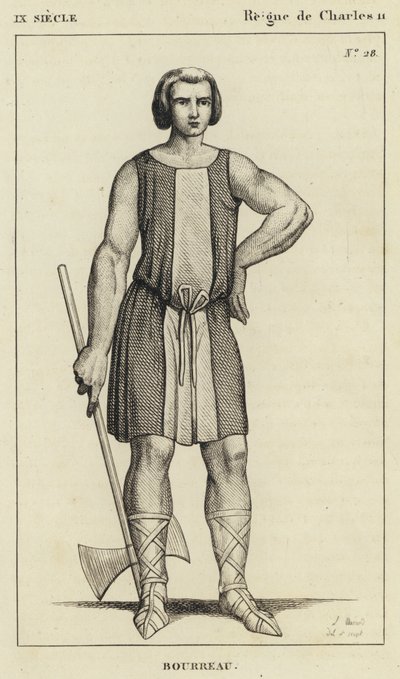 IX wiek, panowanie Karola II, kat (rycina) autorstwa French School