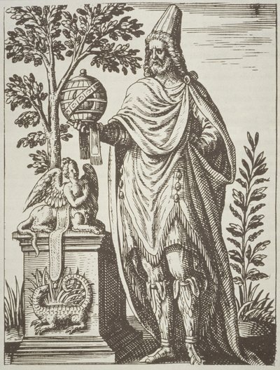 Idealny portret Apoloniusza z Tyany, z De Divinationewet Magiczne czary Jean-Jacquesa Boissarda, 1605, opublikowany w A History of Magic pod koniec XIX wieku autorstwa French School