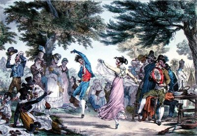 „Il Salterello”, popularny taniec włoski, wyryty przez złoczyńcę (kolor lito) autorstwa French School