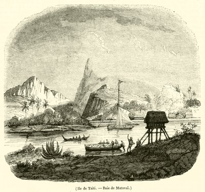 Ile de Taiti, Baie de Matavai (grawerowanie) autorstwa French School