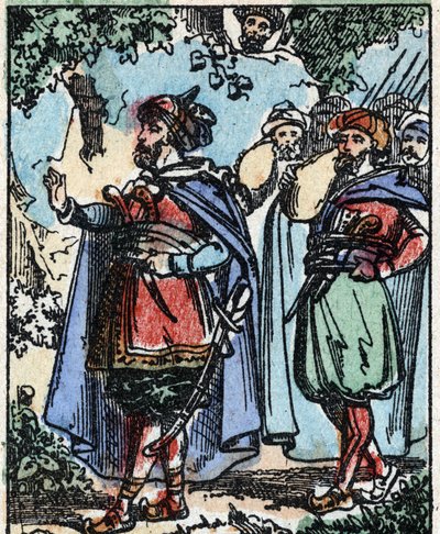 Ilustracja do Opowieści z tysiąca i jednej nocy. Ali-Baba (Ali Baba).Grawerowanie na drewnie firmy Imaging Pellerin - Epinal, sd. Koniec XIX wieku. autorstwa French School