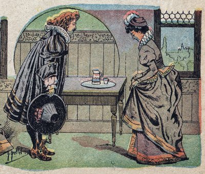 Ilustracja do bajki „Piękna i Bete”: bete stał się piękniejszym księciem. Grawerowanie wizerunków Quinna, około 1890 r. autorstwa French School