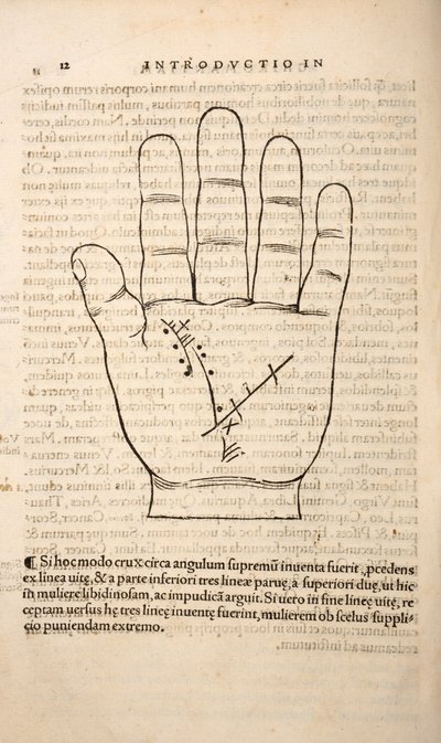 Ilustracja z Chiromancji autorstwa Joannesa Indagioe, Strasburg, 1531 (druk i grawerowanie) autorstwa French School
