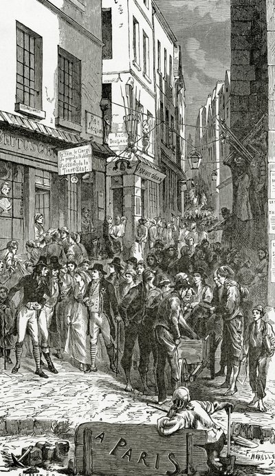 Ilustracja z Quatre Vingt Treize, XIX w. (grawerunek bw) autorstwa French School
