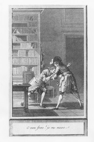 Ilustracja z „Życia i przygód pana Clevelanda, naturalnego syna Olivera Cromwella” autorstwa Abbé Prévosta (rycina) autorstwa French School