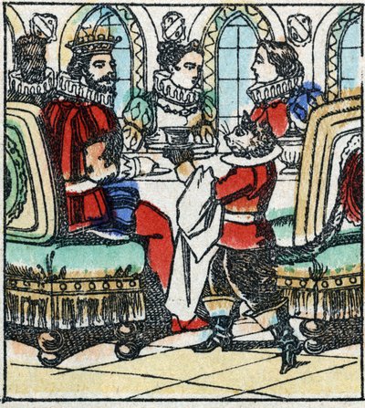 Ilustracja do bajki Charlesa Perraulta „Kot Botte”. Drzeworyt Imaging Pellerin - Epinal, sd. Koniec XIX wieku. autorstwa French School