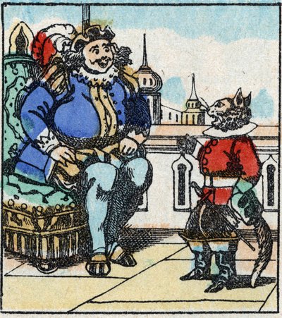 Ilustracja do bajki Charlesa Perraulta „Kot Botte”. Drzeworyt Imaging Pellerin - Epinal, sd. Koniec XIX wieku. autorstwa French School