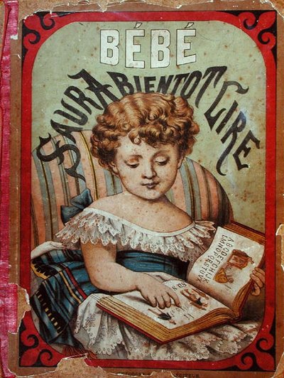 Ilustracja przedstawiająca dziecko uczące się czytać (kolor lito) autorstwa French School