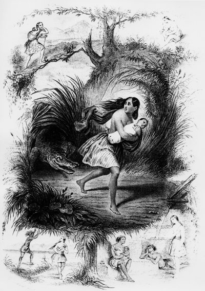 Ilustracja do powieści „Les Natchez” Francois Rene de Chateaubriand autorstwa French School