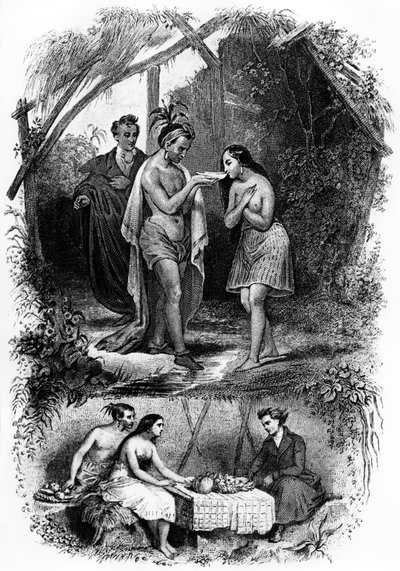 Ilustracja do powieści „Les Natchez” Francois Rene de Chateaubriand autorstwa French School