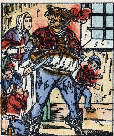 Ilustracja do bajki „Le petit poucet” autorstwa Charlesa Perraulta. Drzeworyt Imaging Pellerin - Epinal, sd. Koniec XIX wieku. autorstwa French School