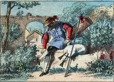 Ilustracja do bajki Jeana de la Fontaine (1621-1695): wilk został pasterzem. Obrazowanie epinal z końca XIX wieku. autorstwa French School