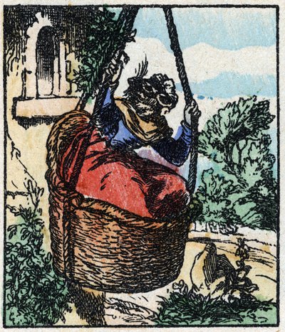 Ilustracja do bajki „Raminagrobis i myszy” Grawerowanie w drewnie firmy Imaging Pellerin - Epinal, sd. Koniec XIX wieku. autorstwa French School
