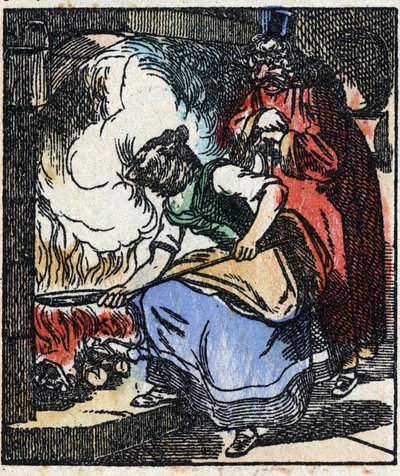 Ilustracja do bajki „Raminagrobis i myszy” Grawerowanie w drewnie firmy Imaging Pellerin - Epinal, sd. Koniec XIX wieku. autorstwa French School