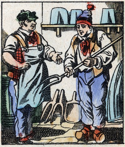 Ilustracja do bajki „Diabelski widelec” Grawer w drewnie firmy Imaging Pellerin - Epinal, sd. Koniec XIX wieku. autorstwa French School