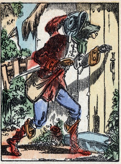 Ilustracja do bajki „Wilk, koza i siedem bikietów” Drzeworyt z Imaging Pellerin - Epinal, sd. Koniec XIX wieku. autorstwa French School