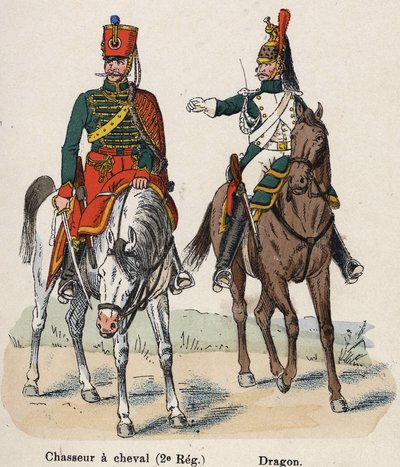 Gwardia Cesarska Napoleon I: Łowca Konny (2 Pułk) i Smok. Talerz z książki Les Uniforms de l