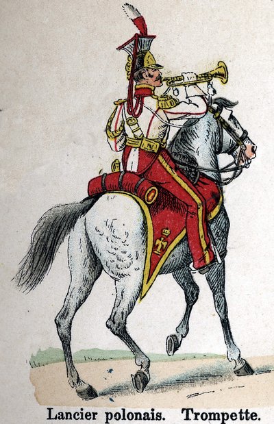 Gwardia Cesarska Napoleona I: Ułan Polski - Trąbka. Talerz z książki Les Uniformes de l