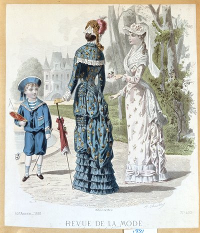 W parku, z Revue de la Mode, 1881 autorstwa French School