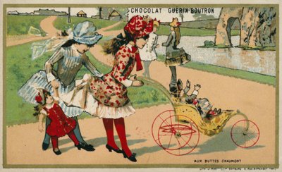 W Parc des Buttes Chaumont, Paryż (chromolitho) autorstwa French School