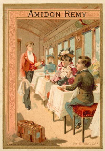 W wagonie restauracyjnym (chromolitho) autorstwa French School