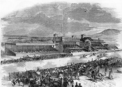 Inauguracja wyścigów konnych w Bois de Boulogne w 1857 roku. autorstwa French School