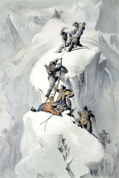 Incydent przed dotarciem do Grands Mulets w dolinie Chamonix autorstwa French School