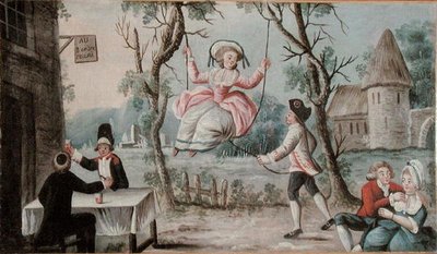 Napis na karczmie przedstawiający zjednoczone Trzy Zakony, ok. 1789 (olej na drewnie) autorstwa French School